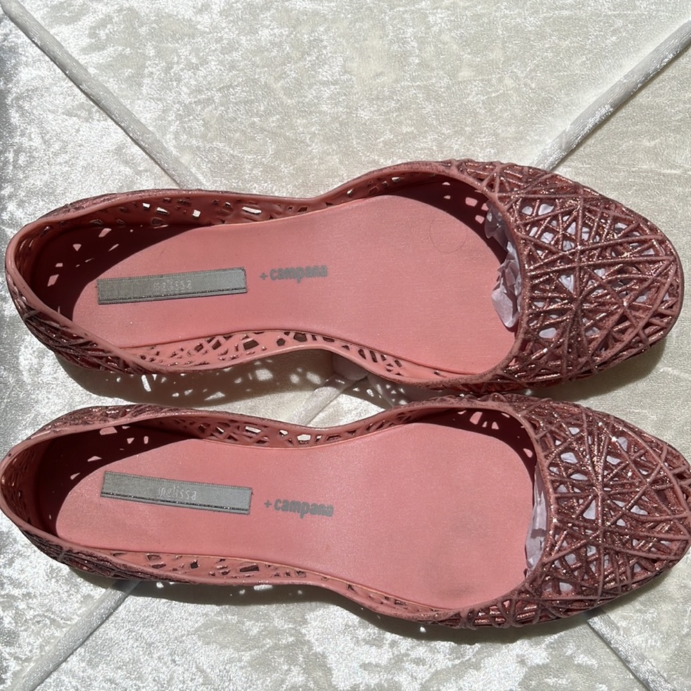 Melissa + Campana Papel Glitter Pink Jelly Flat Shoes